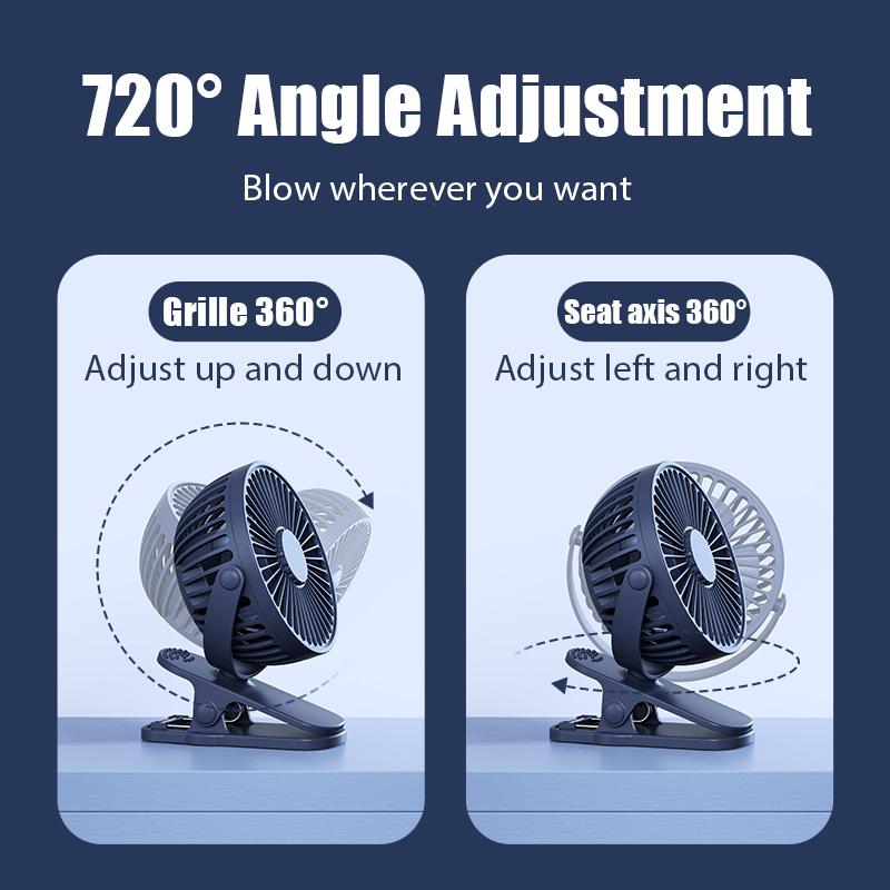 Usb Plug-in Portable Mini Clip-on Silent Fan 3-speed Desk Fan 360 Degree Rotatio Adjustable Student Office Fan For Bedroom
