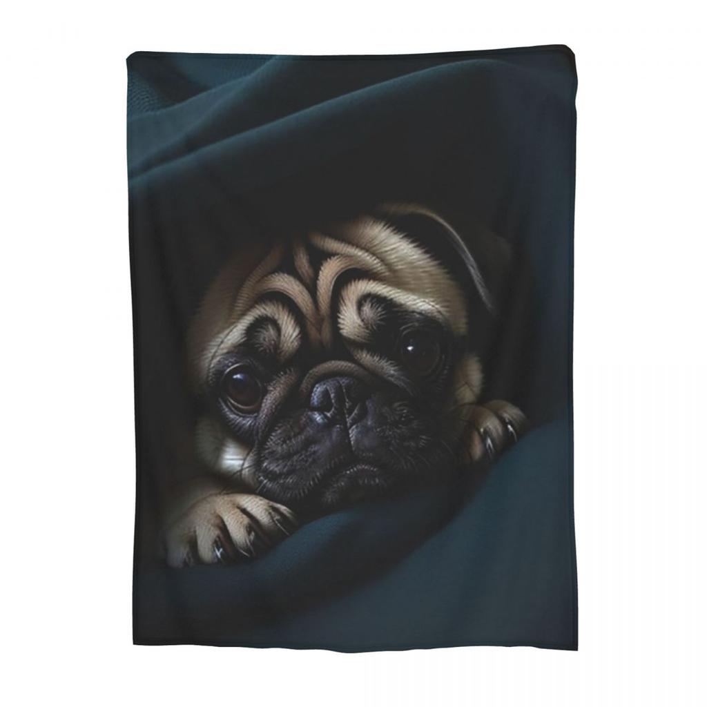 Dog Sherpa Cute Pug Dog Animal Theme Blankets Flannel Throw Blanket Lightweight Throw Blankets for Bedding Throws Bedspread