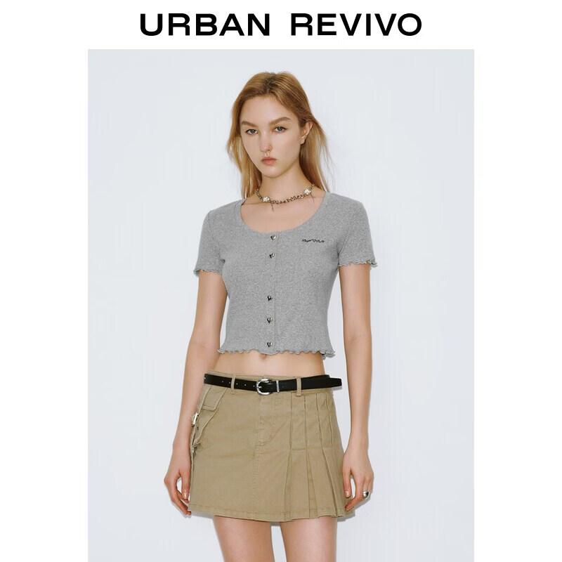 

UR2026 Women s Summer Slim Fit Button-Up Blouse M