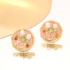 French Gentle Temperament Small Fragrant Enamel Drop Glaze Inlaid Pearl Flower Stud Earrings Light Luxury Elegant High-end Earrings Women