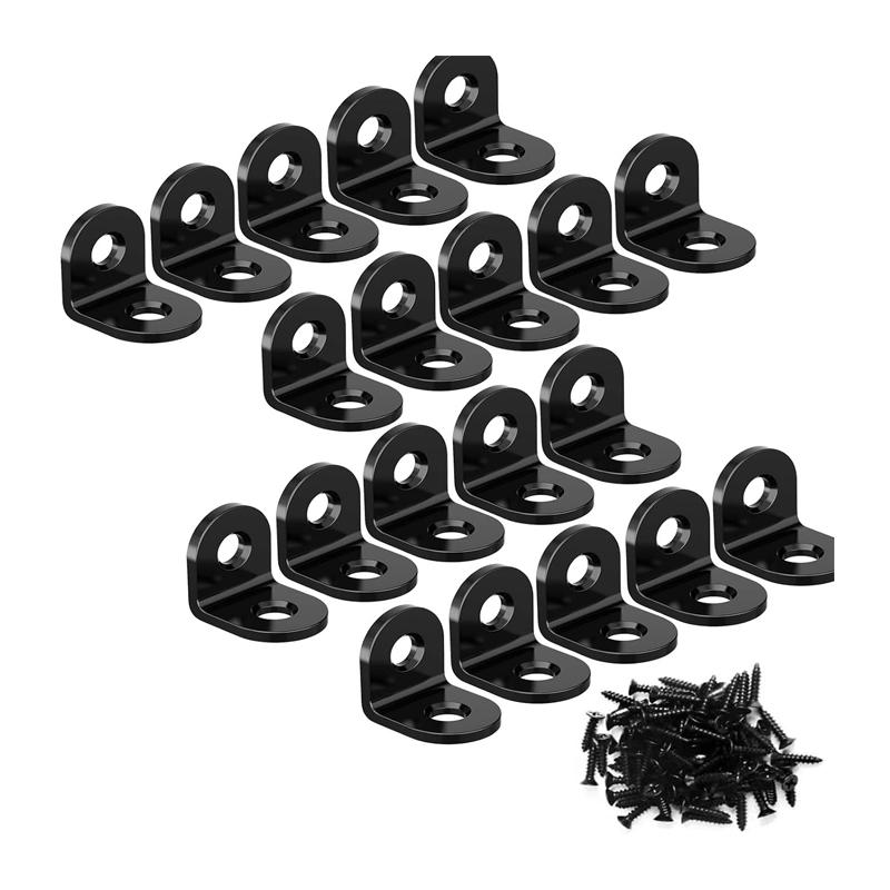 10/20Pcs Stainless Steel Angle Brackets Set 20 × 20mm Right Corner 90 Degree L Shaped Bracket with Screws for Furniture Table