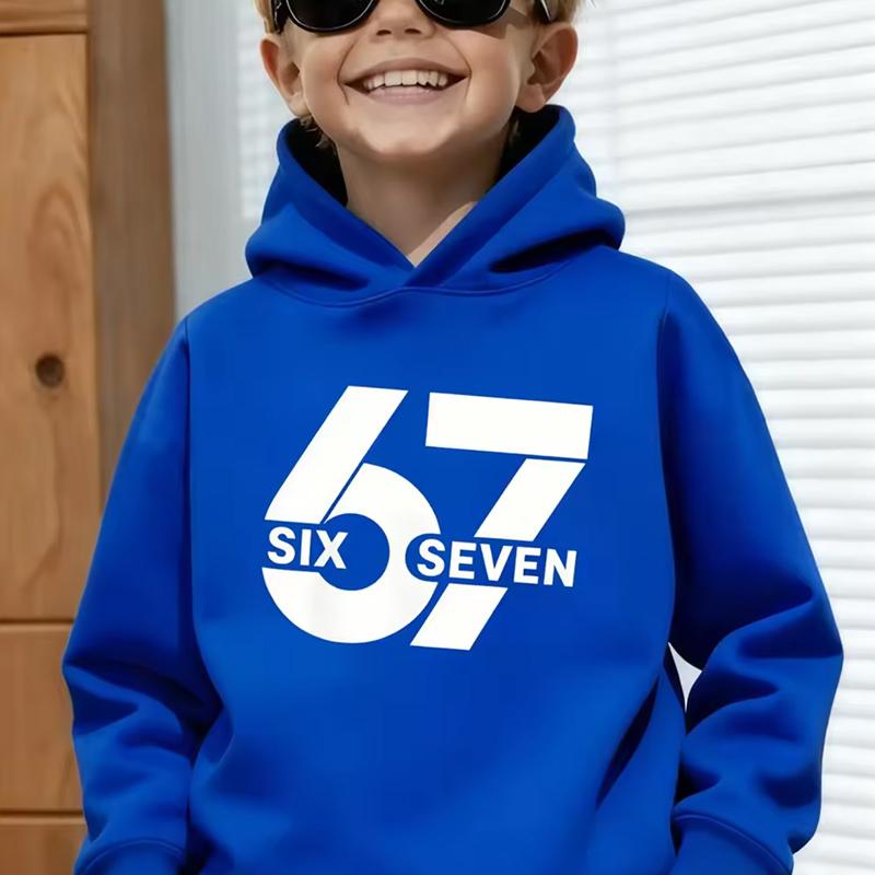 Unisex Graphic Fun 67 Hooded Pullover Sweater Long-sleeved Comfortable Stylish Street Style Long-sleeved Children's Wear