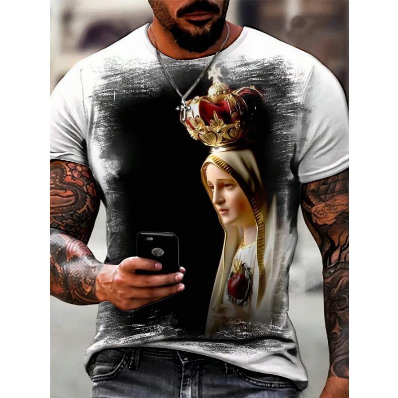 Věrné křesťanské 3D tištěné tričko s grafickým topem s náboženskou tématikou, módní pouliční ležérní kulatý výstřih, rychleschnoucí krátký rukáv, hip hop pánské tričko