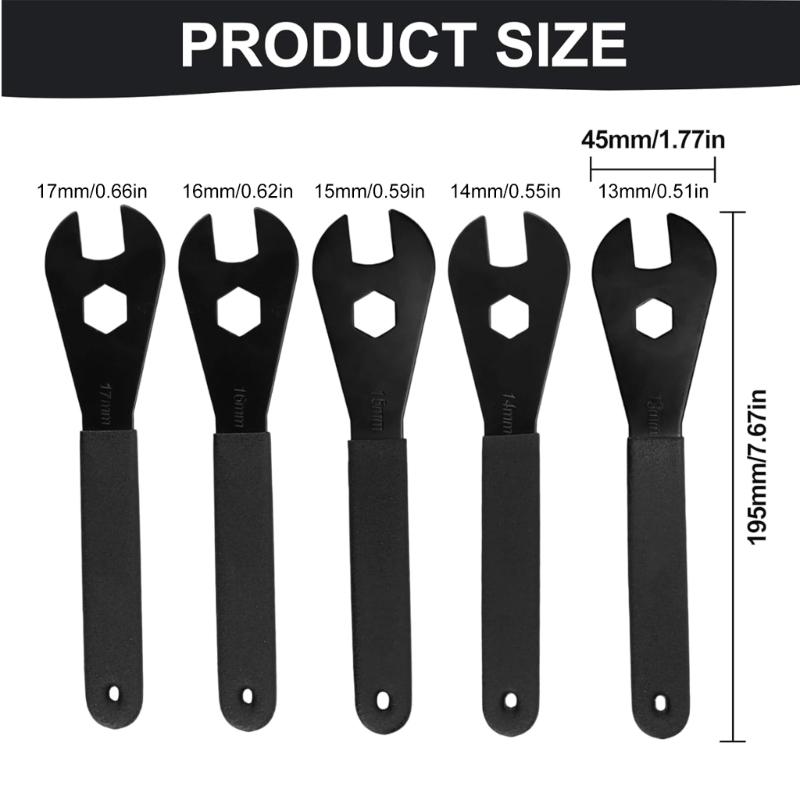 5Pcs Bicycles Hub Wrench Mountain Bike Pedals Removal Tool Carbon Steel Cone Wrench Bike Wheel Axles Pedals Repair Spanner