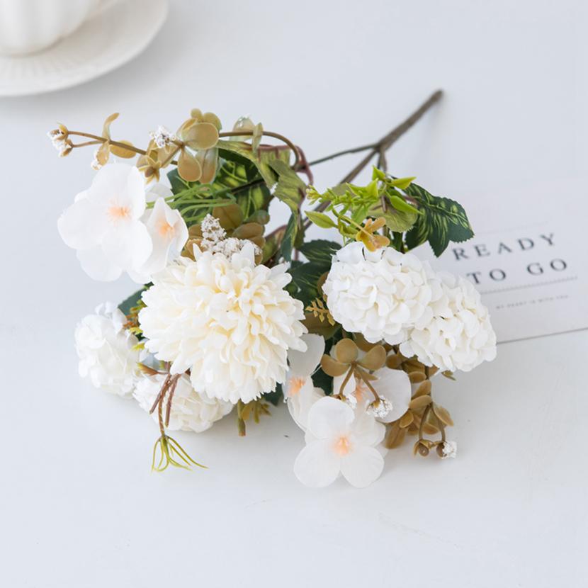 Artificial Flowers Wedding 30Cm Silk Hydrangea Bouquet Vase Home Decor Room Diy Festival Garland Scrapbooking Household Products