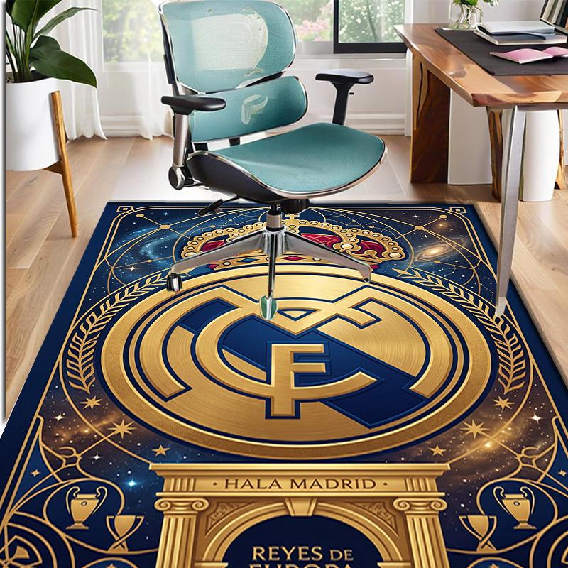 Real Madrid Football Pattern Rug, Indoor/Outdoor Mat, for Picnic, Gameroom, Bedroom, Office, Living Room, Home Decor Carpet, Birthday Gift