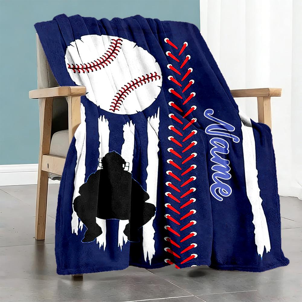 Softball Player Personalized Text Blanket Lightweight Customizable Blanket Soft Warm Cozy for Nap Office Chair Living Room Bedding for All Occasions