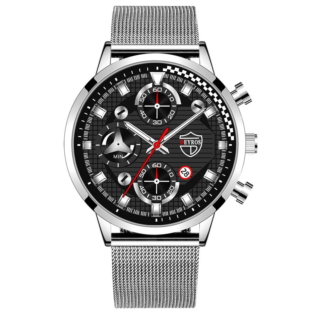 

Stainless Steel Mesh Strap Men S Watch Trend Fashion Calendar Luminous Quartz Watch