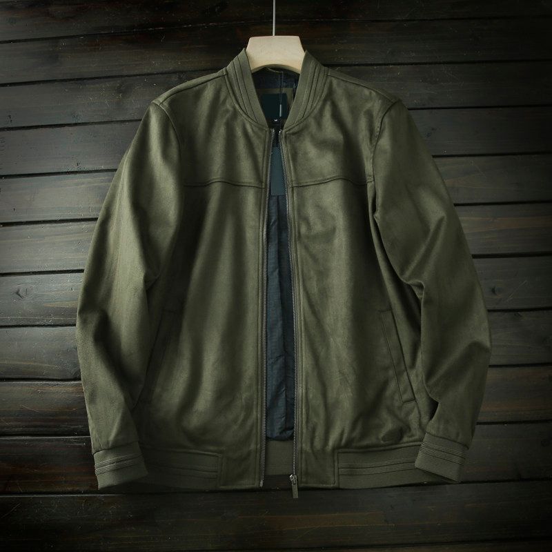 Heavy Cattle Goods French Orders Foreign Trade Men's Retro Casual Baseball Collar Suede Jacket Top Spring
