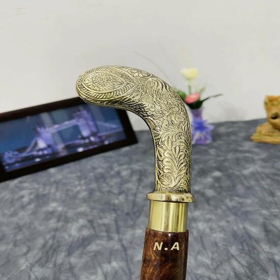

Антикварный стиль Викторианский Винтажный Дизайнерская Латунная Ручка Трость Деревянная Трость M аэро