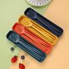 4Pcs/Set Portable Utensils With Box Healthy Eco-Friendly Wheat Straw Cutlery Reusable Chopstick Fork Knife Spoon Tableware Set
