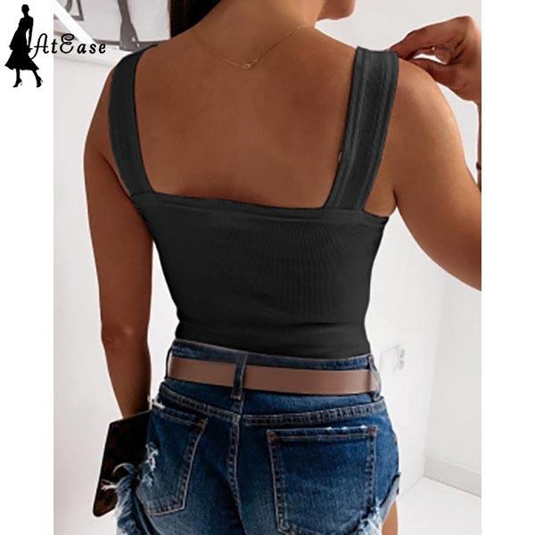 Moda damska Letnia kamizelka U-Neck bez rękawów Jednokolorowa kamizelka Letnia Casual Slim Sport Concise Top