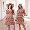 Women's Dress New Summer Casual V-Neck Wedding Loose Dress Short Sleeve Fashion Beach Vacation Wear