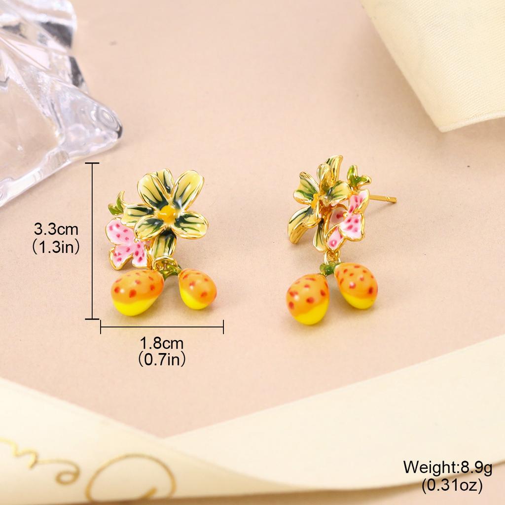 Gradual Change Mori Spring and Summer New Silver Needle Pearl Flower Earrings New Earrings Color Retention Earrings
