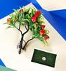 Artificial Strawberry Bonsai Flower With Designer Pot, Red & Green Color