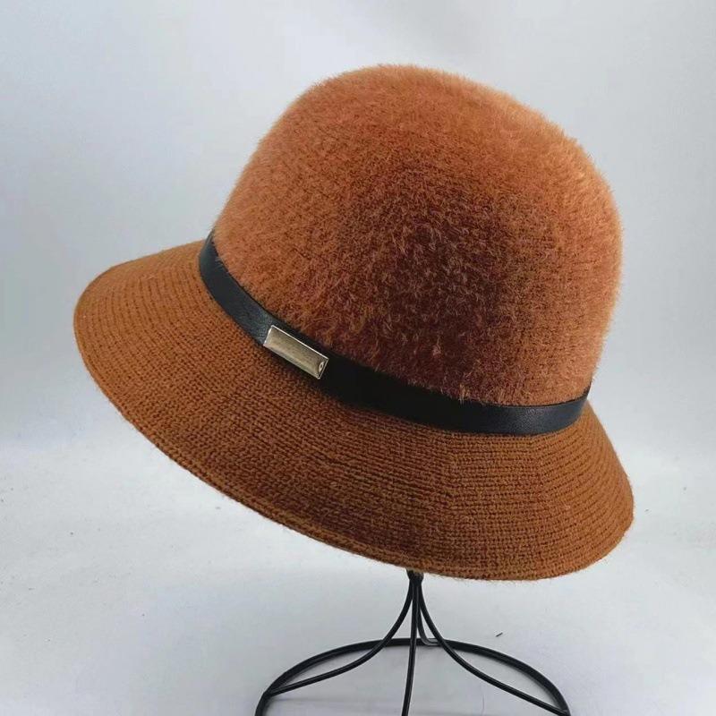 Autumn and Winter Hat Women's High-end Sense Small Square Belt Dome Fashion Versatile Beach Top Hat Bucket Hat