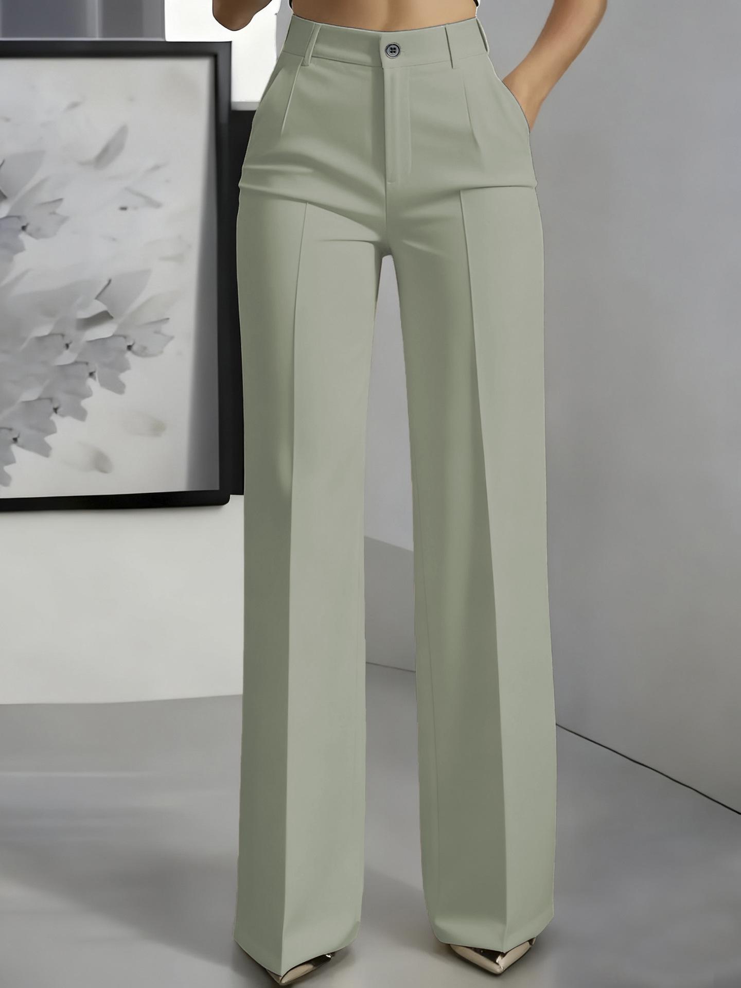 2025 Women s High-Waisted Drape Straight-Leg Suit Pants XXL