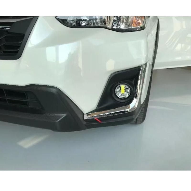 Hot Sale For SUBARU XV 2018     Head Front Fog Light Lamp Frame Sticker ABS Chrome Cover Trim Hood Panel Frame