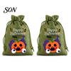 Lightweight Candy Carriers 2Pcs Halloween Pumpkin Drawstring Bags for Treats, Retro Burlap Pattern Party Favors Trick or Treat Bags, Portable