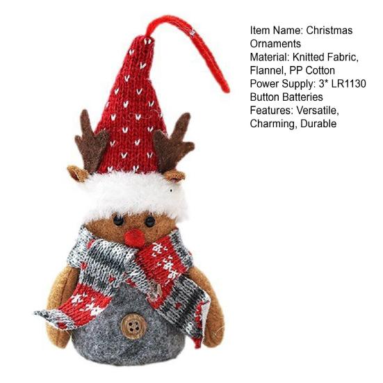 Christmas Gnome Hanging Ornaments with Lights Handmade Snowman Gnome Figurine Hanging Home Decorations for Shelf Table Fireplace Christmas Tree