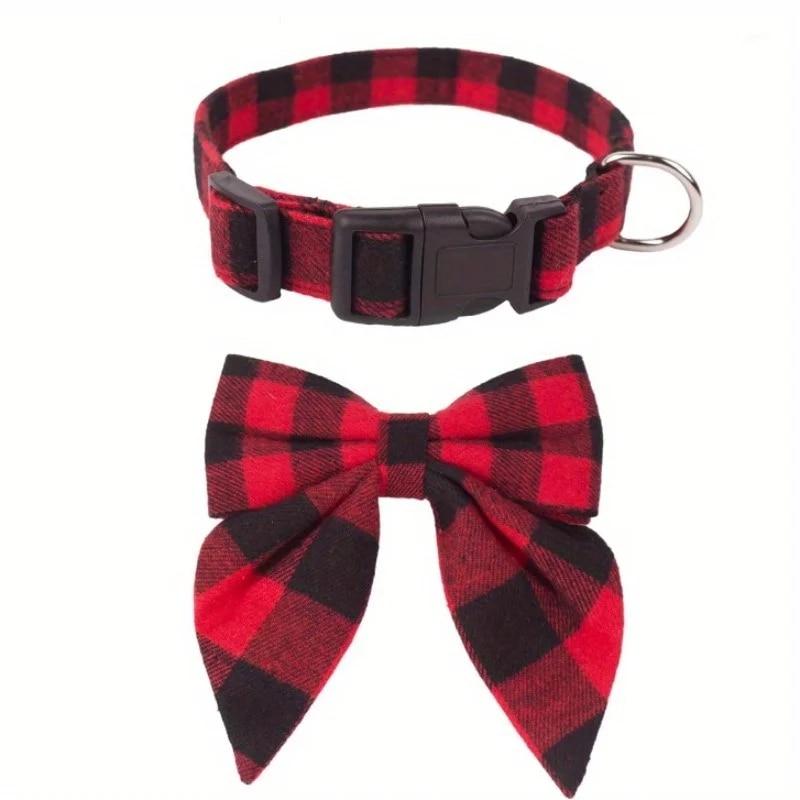 1 Dog Collar with Bow, Thanksgiving Dog Tie Collar, Adjustable Cotton Bow Tie Dog Collar for Medium Sized Pet Dogs