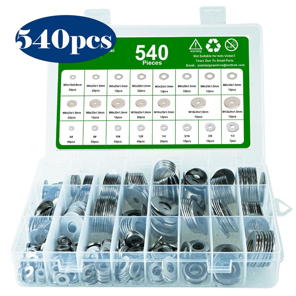 520pcs580pcs620pcs684pcs180pcs360pcs900pc Flat Washer Set 304 Stainless Steel