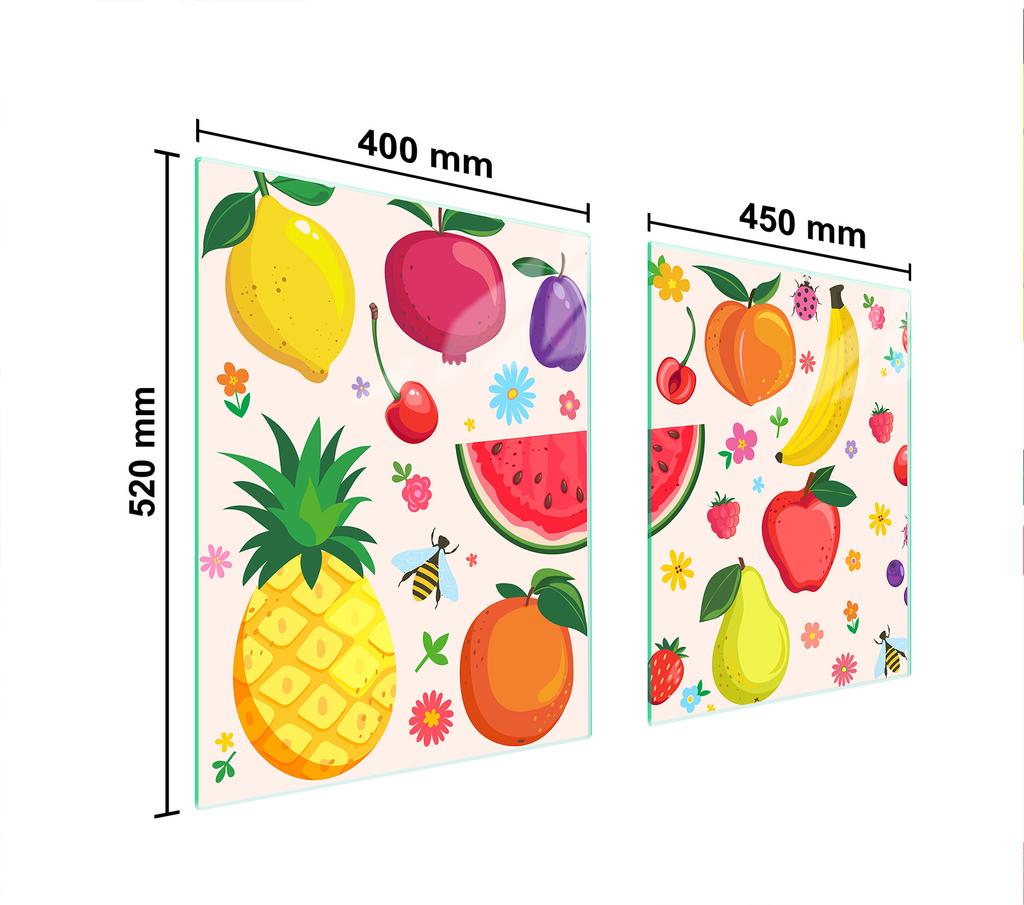 PLACA PROTECTORA DE CRISTAL PARA COCINA 85x52 FRUTAS
