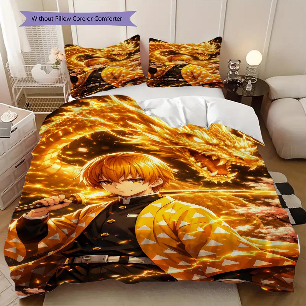 Zenitsu Agatsuma Duvet Cover | King, Queen, Full, Twin, Anime Cartoon Bedding Set Gift LXRa12