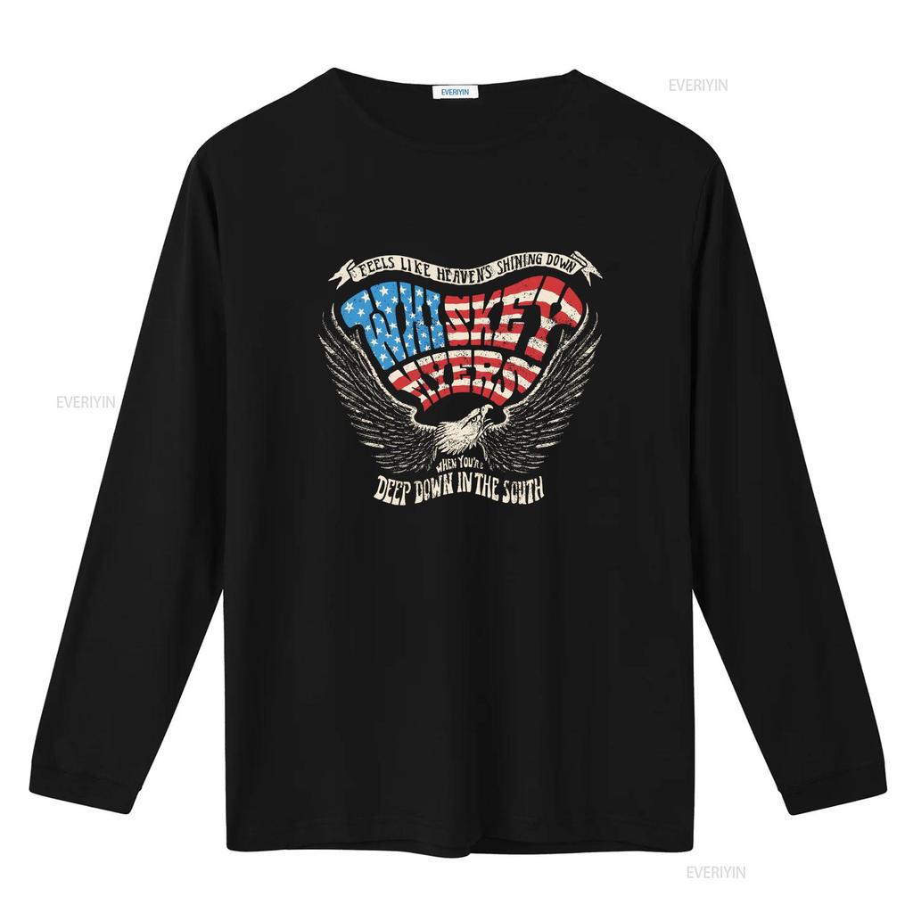Whiskey Myers American Flag Eagle Wings T Shirt Size L Long or s vintage Washed Stylish Versatile Unisex Soft Slightly