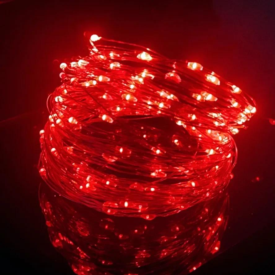 10PCS 10/20M Fairy Lights Měděná stříbrná drátěná krabička na baterie LED řetězová světla pro vánoční ložnici Party Svatební dekorace Dárky