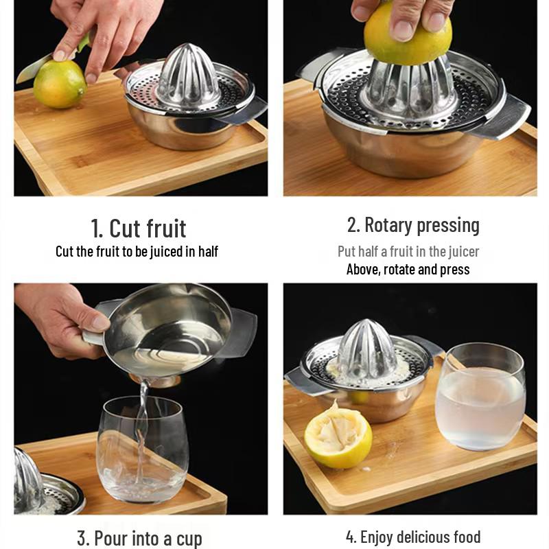 304 Stainless Steel Manual Juicer for Oranges and Lemons - Thickened Design