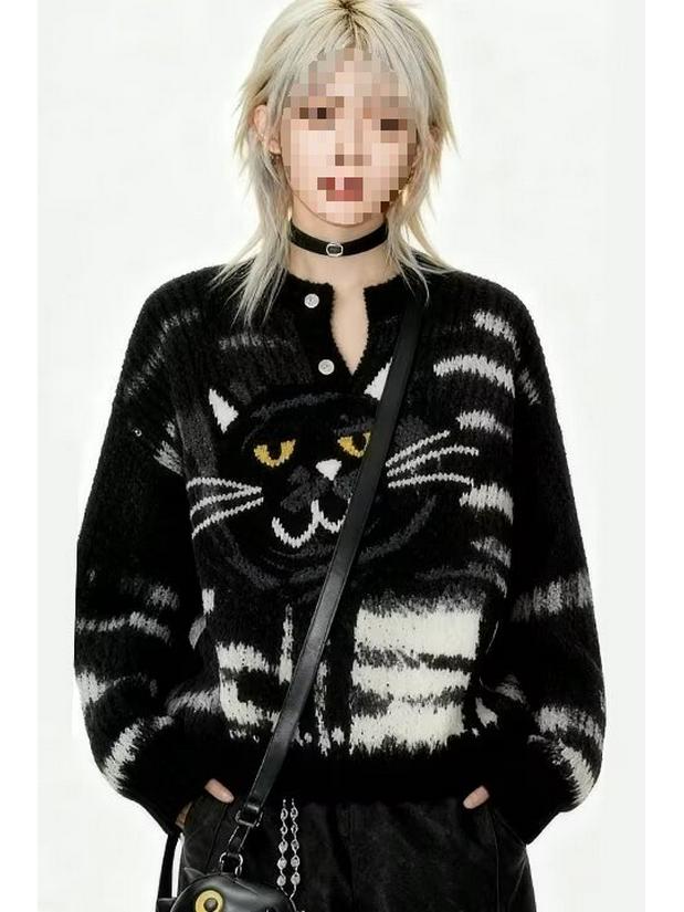 Faules Katzenpaar 2026 Herbst/Winter Weicher Strick-Cardigan für Damen und Herren