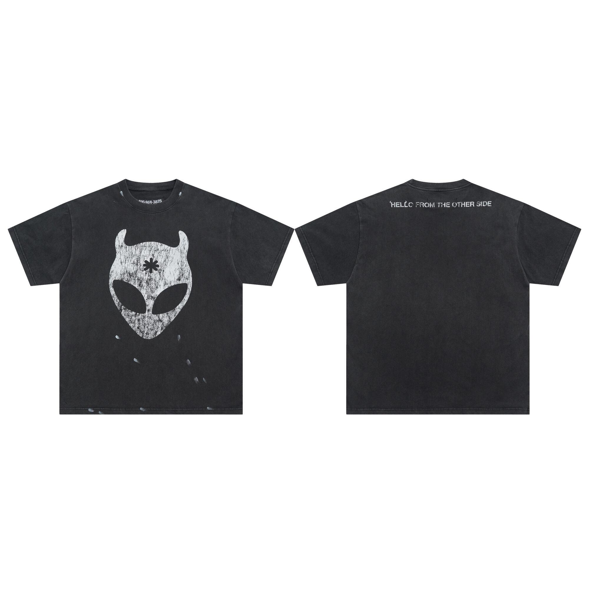 

Men s and Women s High-quality Cotton Distressed Washed T-shirt Popular Fashion Student Trend Brand T-shirt S