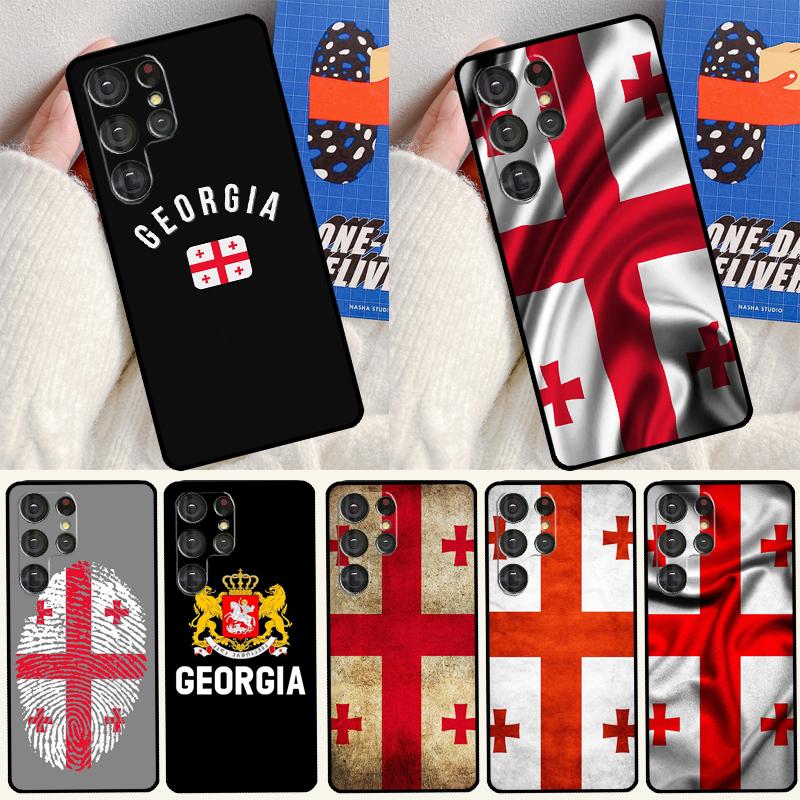 Georgia Flag Phone Case For Samsung Galaxy S25 S24 Ultra S9 S10 S20 S21 S22 Plus S23 FE S24 FE Cover