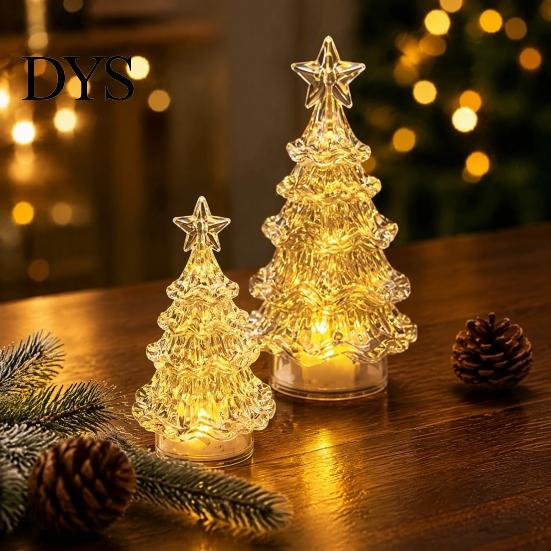 Elegant Festive Lighting LED Christmas Tree Night Light with Star, Glowing Romantic Atmosphere Light, Battery Party Table Decor Operated Xmas