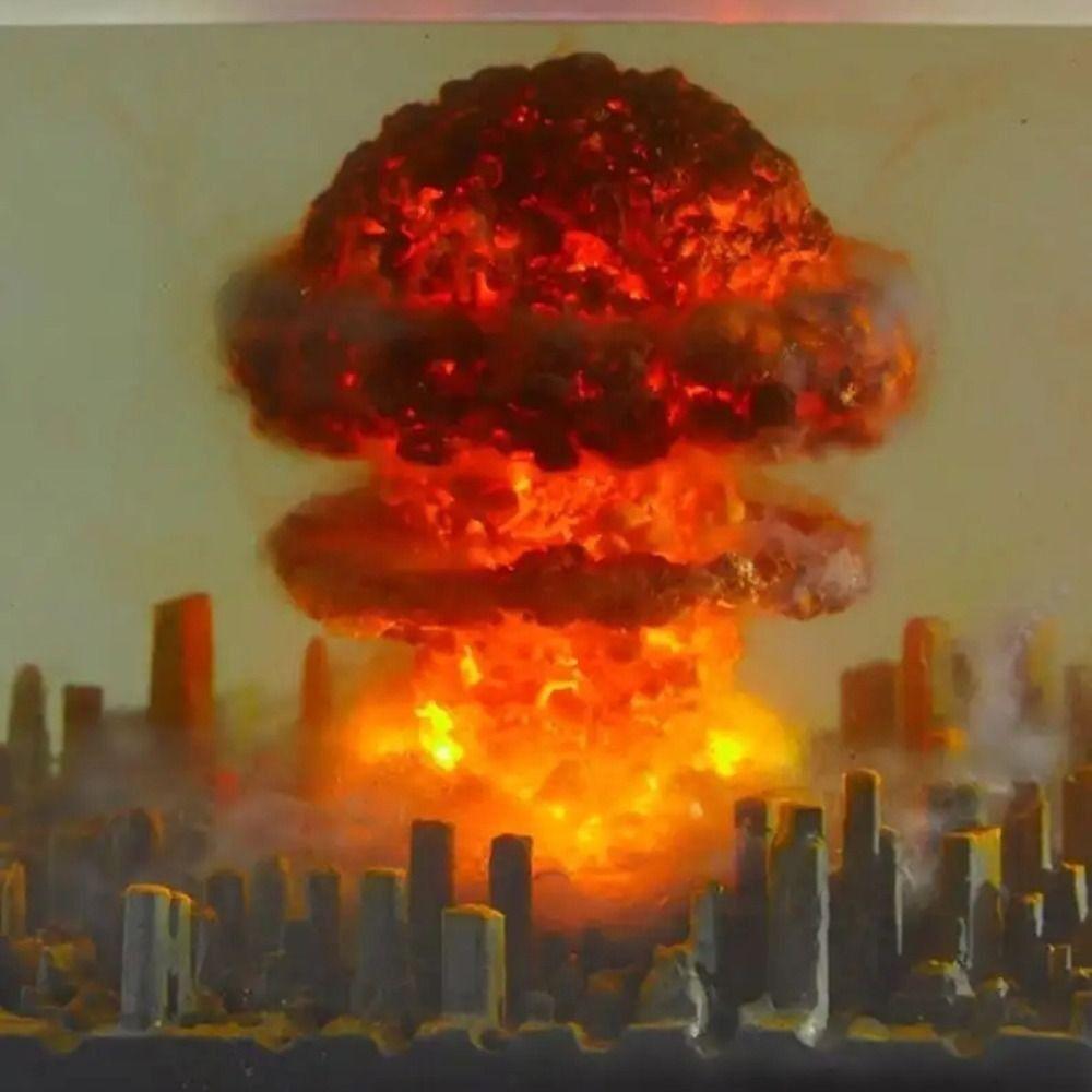 Atomexplosion Bombe Atompilzwolke Lampe Flammenlose Lampe für Hof Wohnzimmer Dekor 3D Nachtlicht Wiederaufladbar