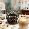 Wrought Iron Mesh Coffee Capsule Storage Jar, Decorative Desktop Storage Jar, Storage Basket With Wooden Base, Suitable For Capsule Coffe