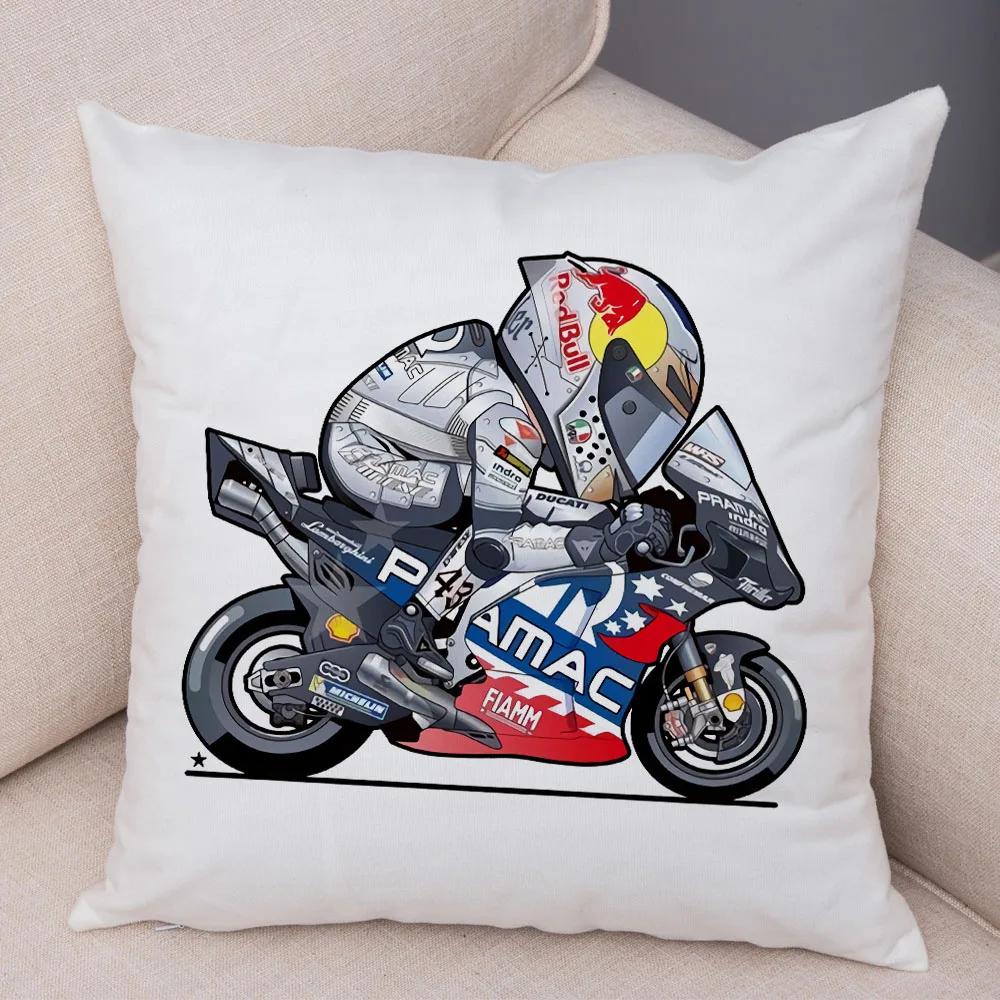 Cartoon Sport Motorcycle Cushion Cover Super Soft Short Plush Mobile Bike Pillow Covers Pillow Case For Sofa Home Car Pillowcase