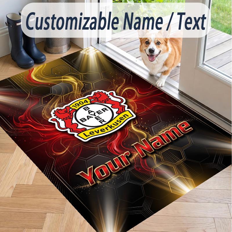 Custom Text Printed Rug Bayer Leverkusen Football Non Slip Floor Carpet For Home Room Decor