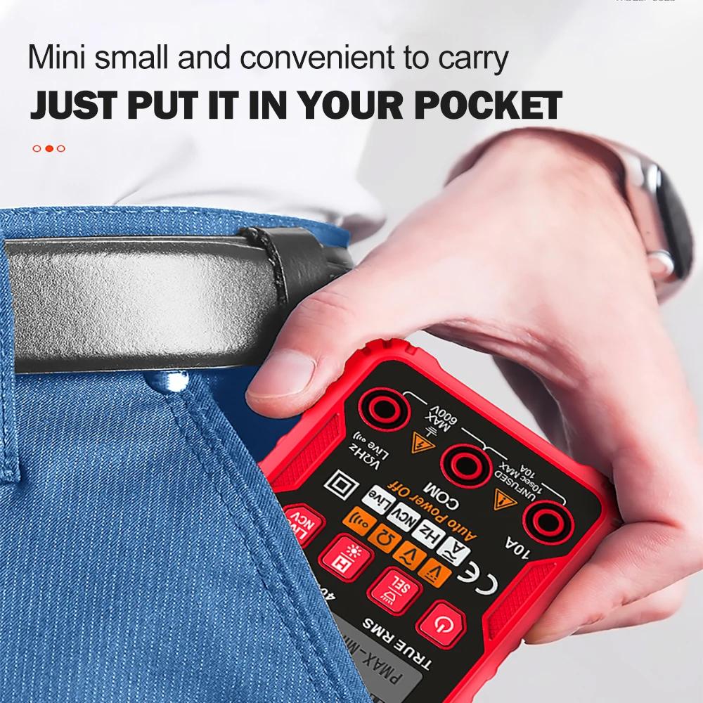 JCD WX666 Digitales Mini-Multimeter Tester Auto Multimetro True RMS Transistor-Messgerät mit NCV Datenhalte 4000 Zählungen Taschenlampe