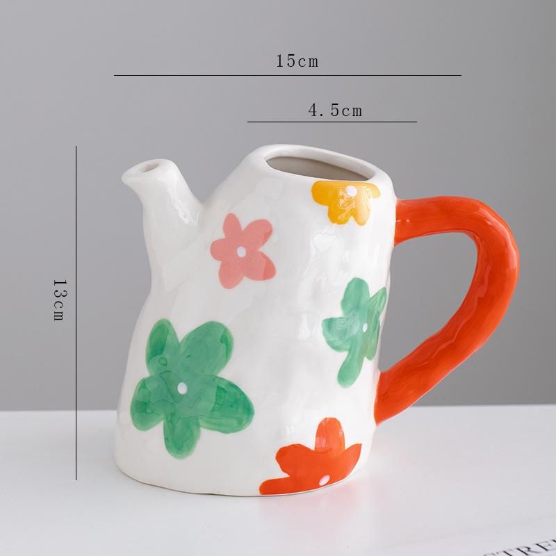Colorful Flower Flower Vase Floral Arrangement Accessories Handle Pot Ceramic Vase Home Decoration Accessories Plant Pot