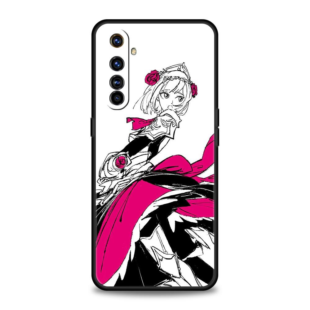 Genshin Impact Black and White For Realme 9i Luxury Phone Case 9 8 5G GT2 7 6 Pro Plus 8i C21 C3 C11 C25 Black Silicone Cover