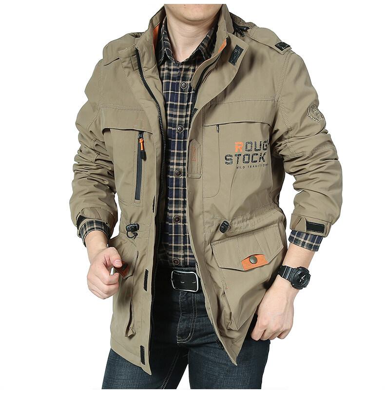 Men's Fleece-Lined Mid-Length Windbreaker with Multi-Pockets (2025 Edition)