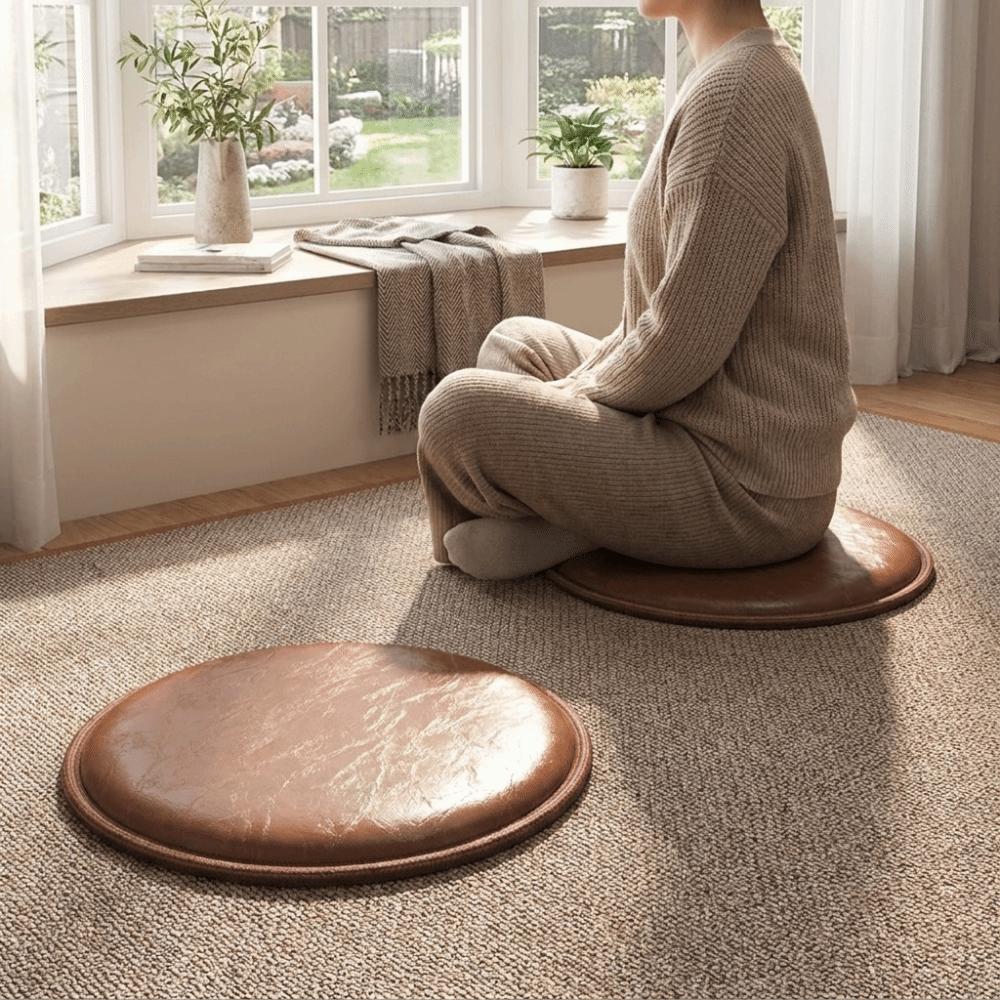 Round Leather Cooling Cushion Japanese Style Bay Window Pad Stool Pad Sitting Seat Pad Hotel