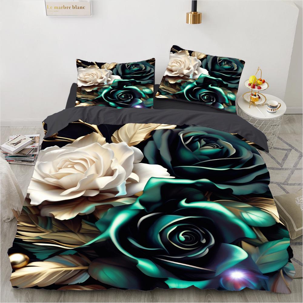 Bedding Set Digital Print Comfortable Duvet Cover for Home Bedroom Decoration, 1 Duvet Cover and 2pillowcase with Zippers