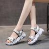 Foreign trade Roman shoes women's muffin sole rubber mesh Velcro open toe breathable 2025 summer dad sports sandals