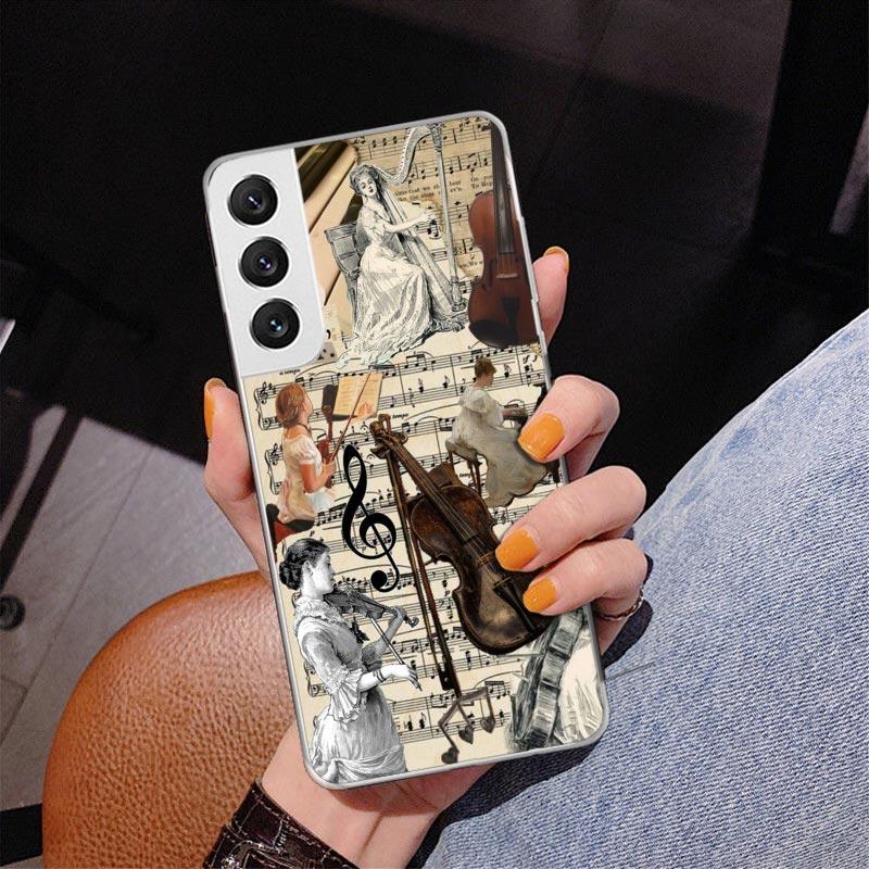Music Violin Phnoe Case for Samsung Galaxy S26 S25 Edge S23 S24 Ultra S22 Plus S21 S20 FE Unique Cover Soft Coque Galaxy S25 S23