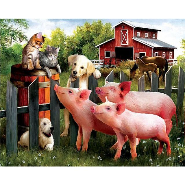 DIY 5D Diamond Painting Full Round Drill Animal Diamond Embroidery Cartoon Dog Cross Stitch Rhinestone Mosaic Gift Wall Sticker