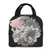 Vintage Gothic Skull Roses Insulated Lunch Bag for Women Kids Portable Food Boxes Thermal Lunch Box Tote