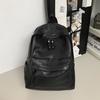 Soft leather schoolbag female college student leisure travel backpack male fashion large capacity leisure computer backpack